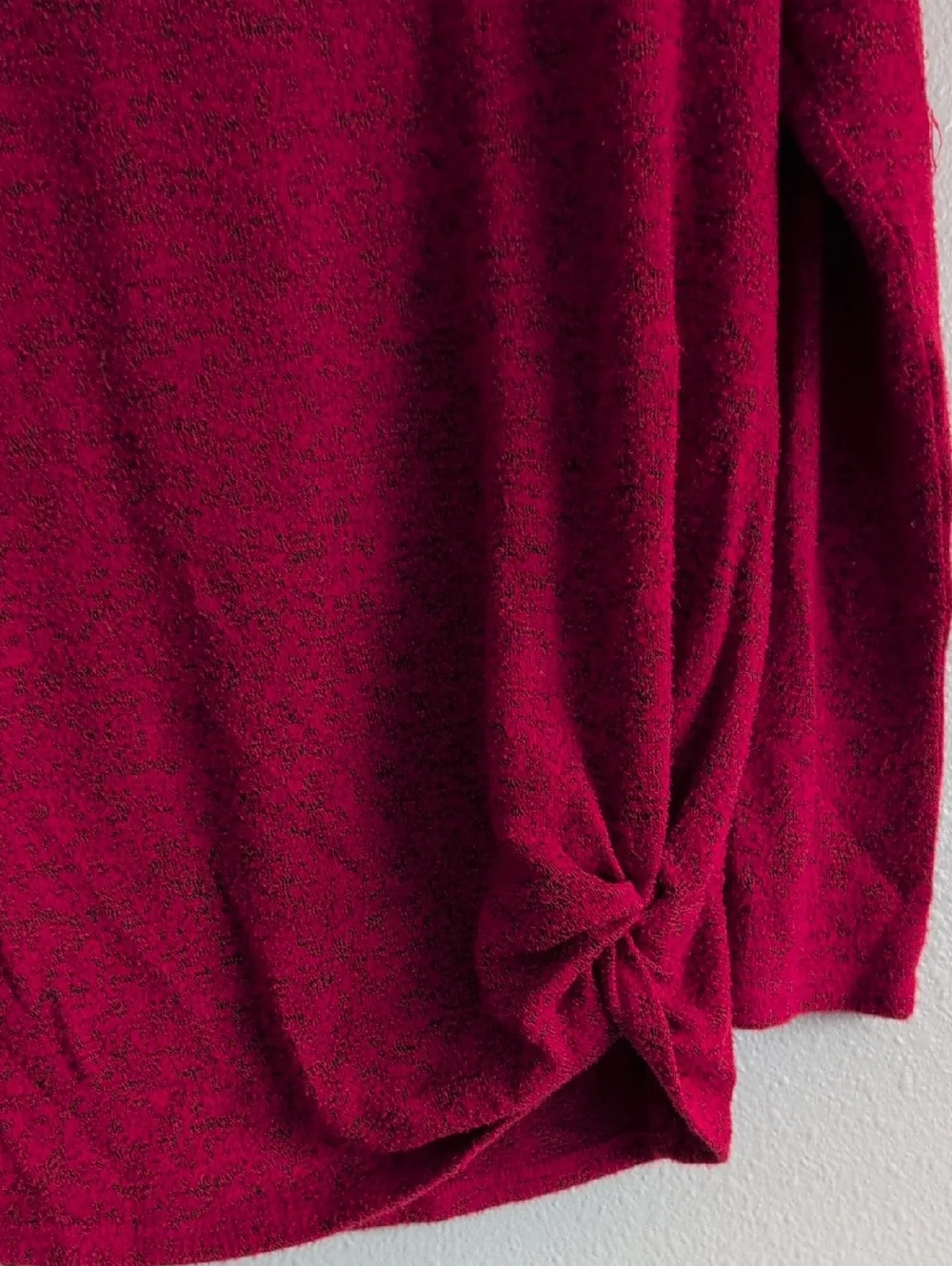 Wonder Nation Knot Hem Long Sleeve Top - Red And Black - Picture 3 of 5